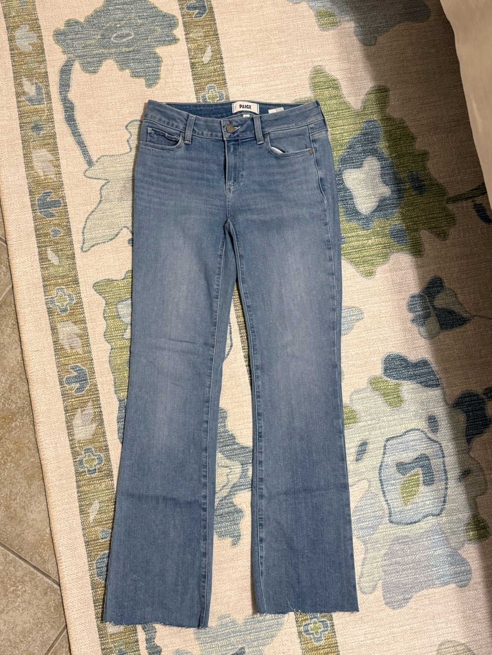 PAIGE Light Blue frayed hem Jeans - Stretchy not Rigid